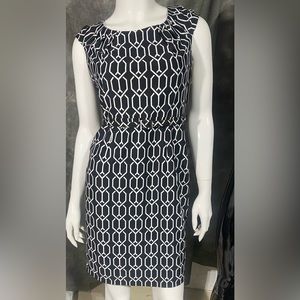 David Meister belted geometric dress